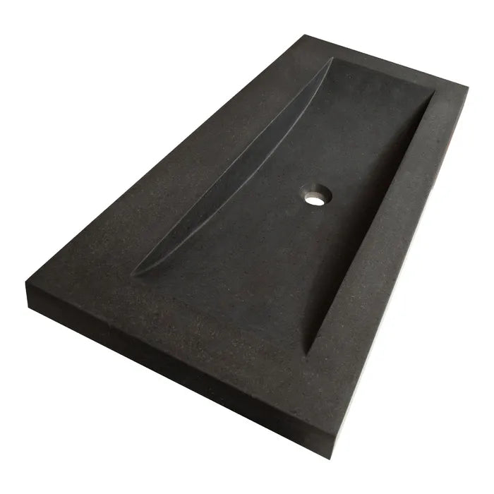 BRAUER Magma wastafel 120x46cm - enkel of dubbele wasbak - 0 t/m 2 kraangat - natuursteen basalt - antraciet