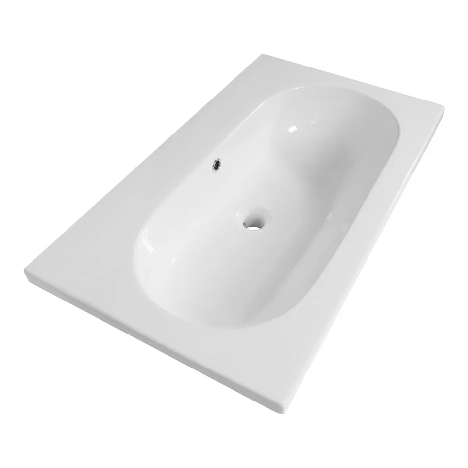 BRAUER Moon wastafel 80x46cm - 1 wasbak - 0 t/m 2 kraangat - keramiek - hoogglans wit