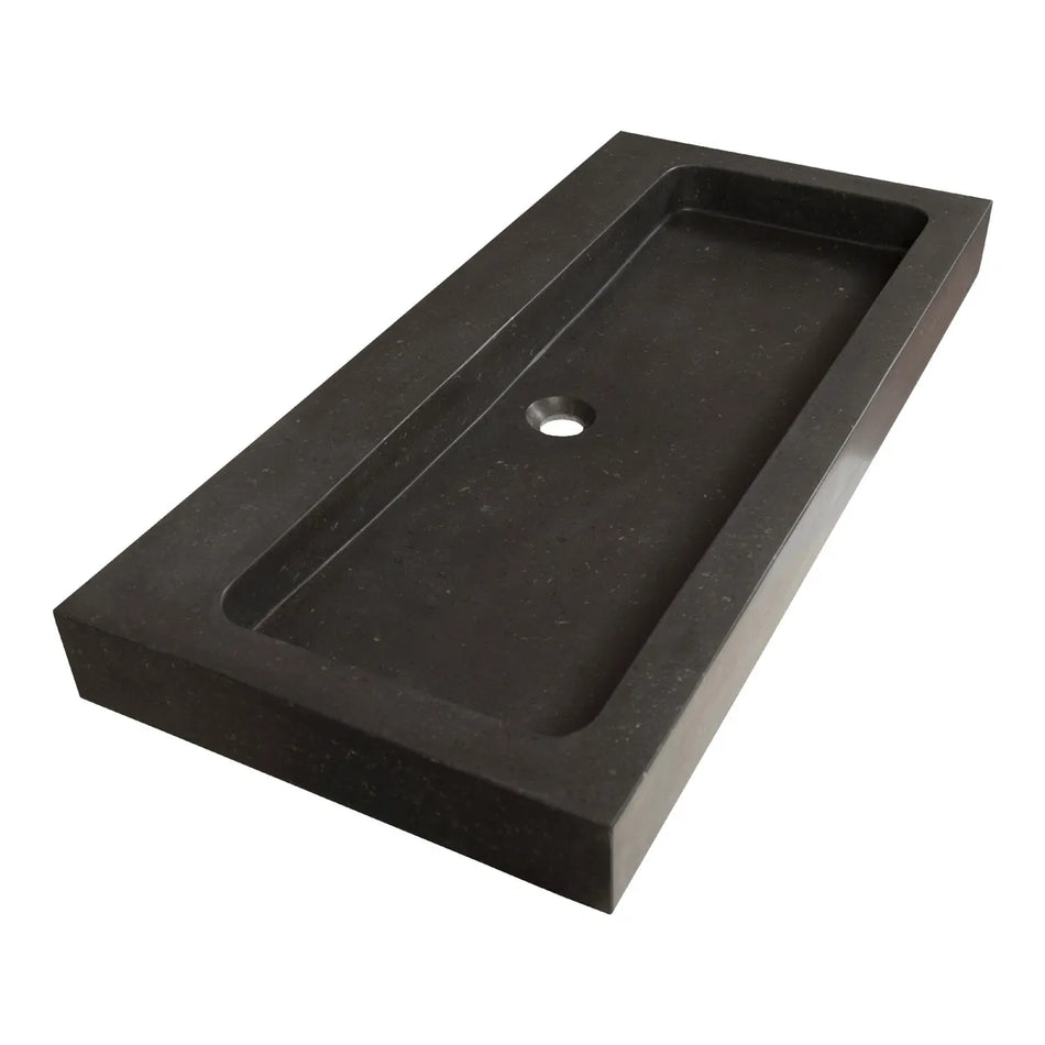 BRAUER Lava wastafel 100x46cm - 1 wasbak - 0 t/m 2 kraangat - natuursteen basalt - antraciet