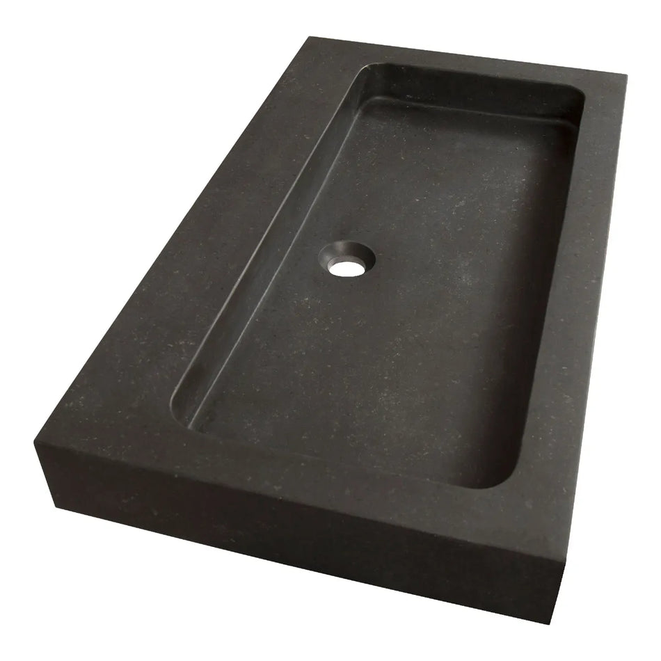 BRAUER Lava wastafel 80x46cm - 1 wasbak - 0 of 1 kraangat - natuursteen basalt - antraciet