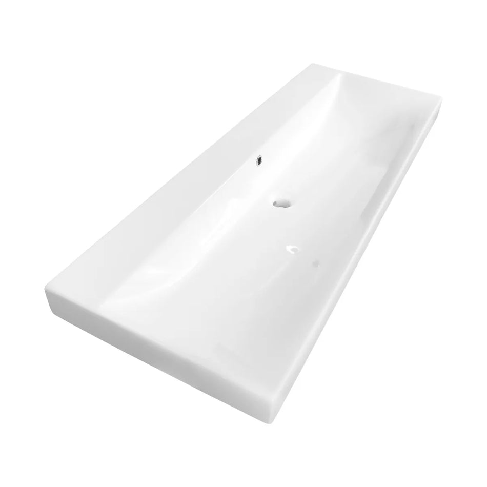 BRAUER Aurora wastafel 120x46cm - 1 wasbak - 0 t/m 2 kraangat - keramiek - hoogglans wit