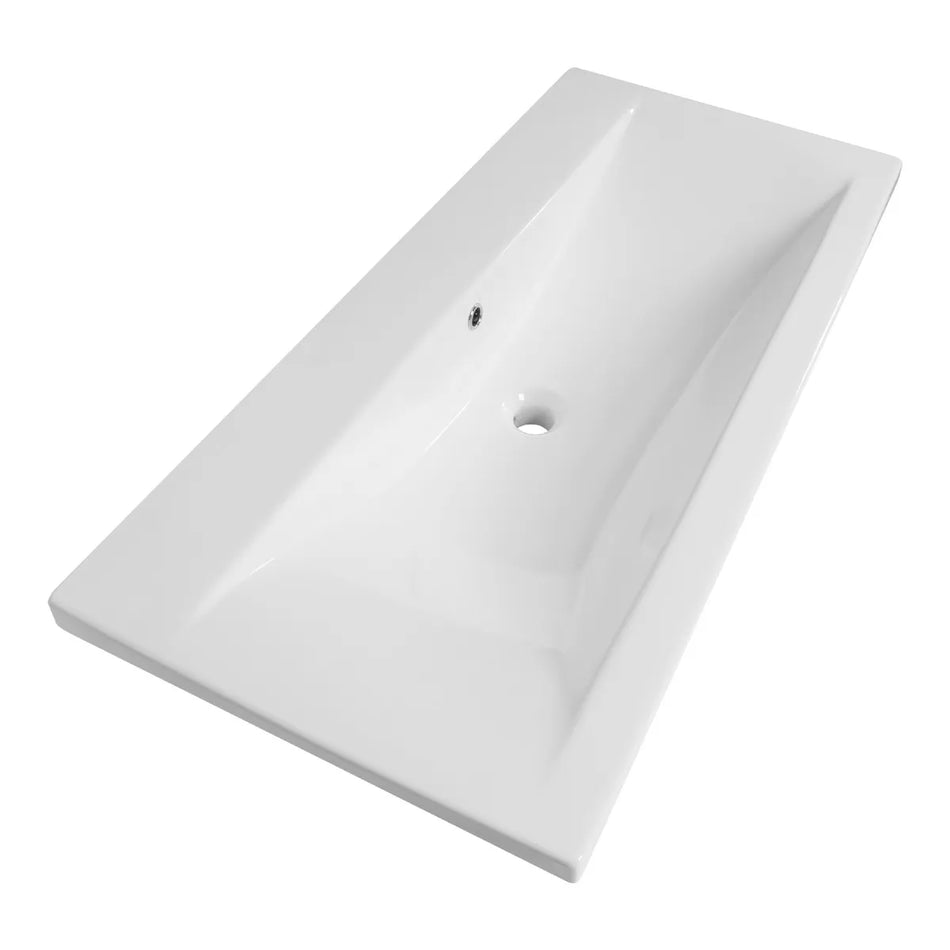 BRAUER Halo wastafel 100x46cm - 1 wasbak - 0 t/m 2 kraangat - keramiek - hoogglans wit