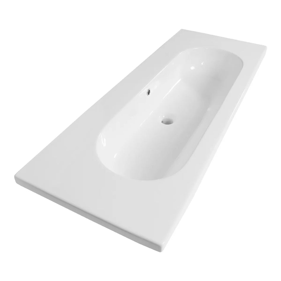 BRAUER Moon wastafel 120x46cm - enkel of dubbele wastafel - 0 t/m 2 kraangat - keramiek - hoogglans wit