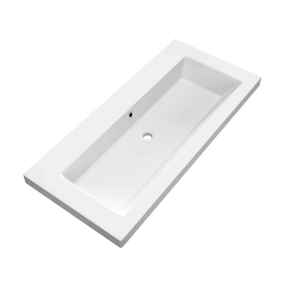 Brauer Solar Medium meubelwastafel 100x46cm mineraalmarmer - 0 t/m 2 kraangat - mat of zijdeglans wit