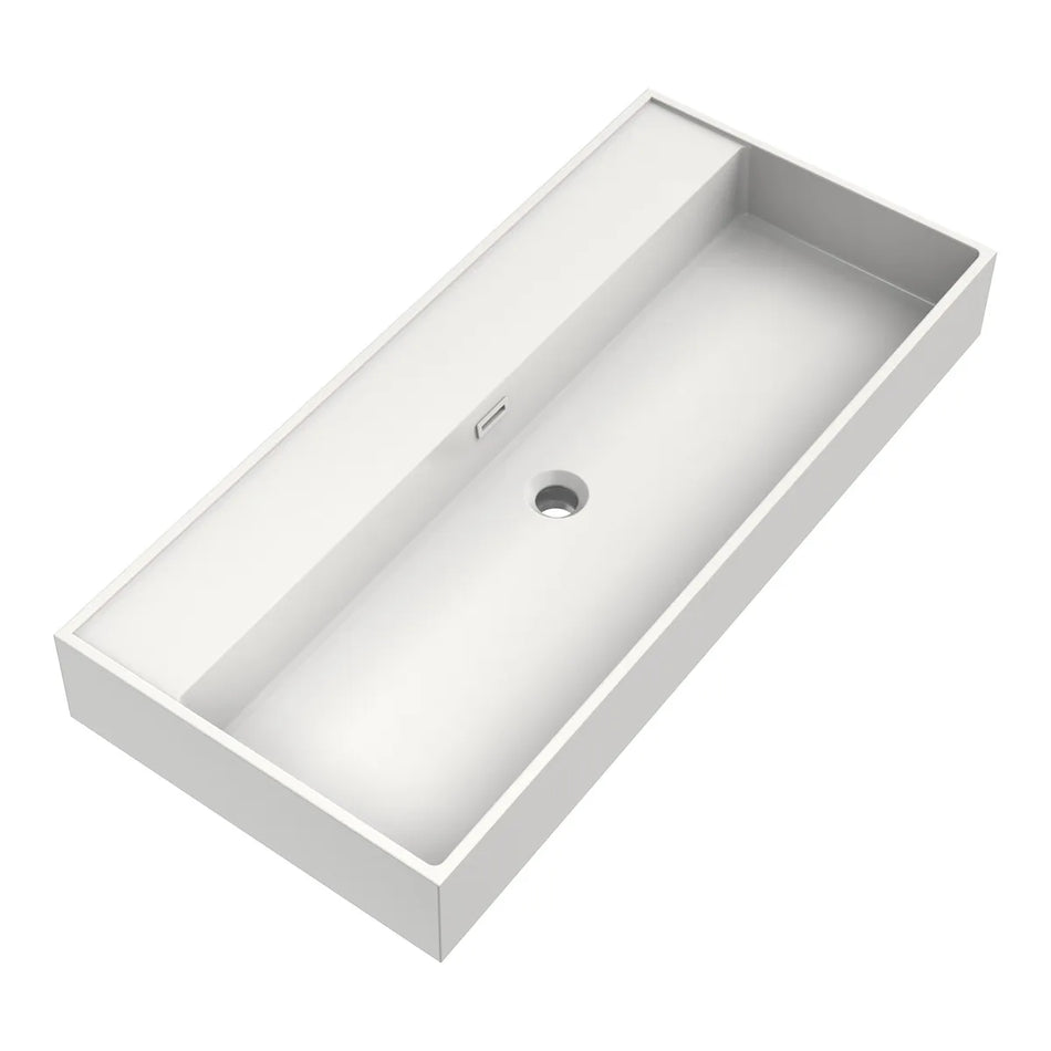 BRAUER Gravity wastafel 100x46x2cm - 1 wasbak - 0 t/m 2 kraangat - mineraalmarmer - zijdeglans wit