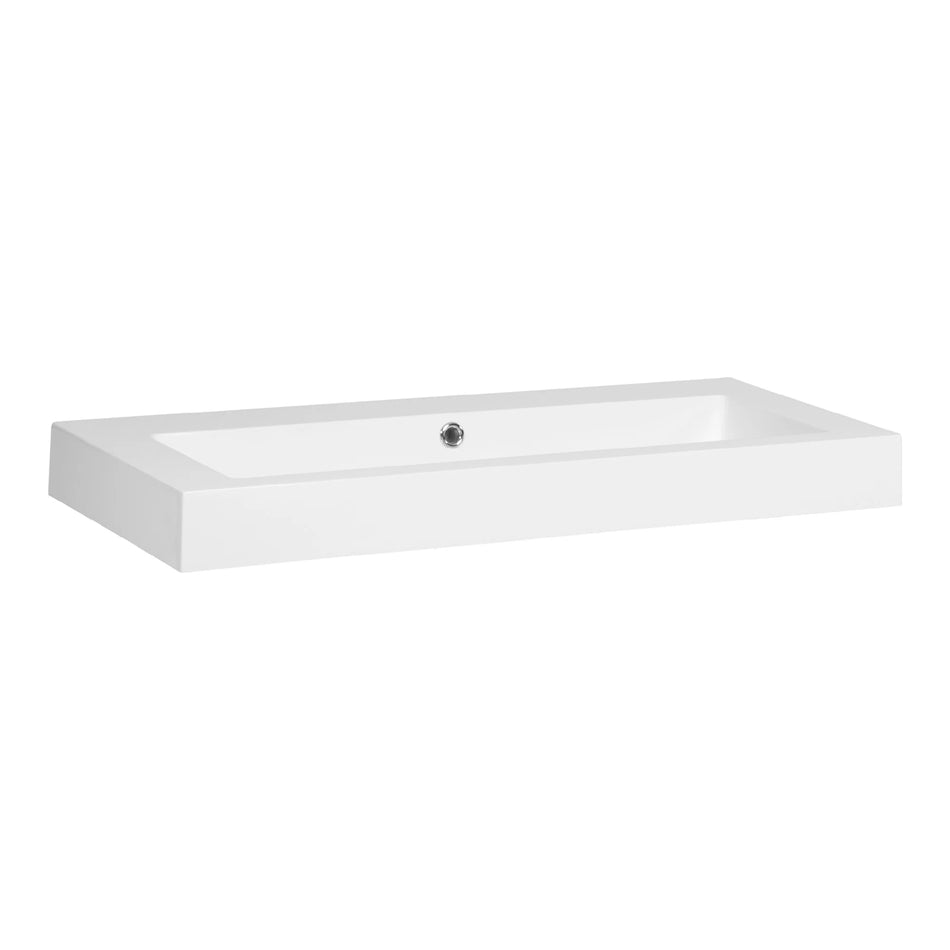 BRAUER Solar thick wastafel 100x46cm - 1 wasbak - 0 t/m 2 kraangat - mineraalmarmer - zijdeglans wit