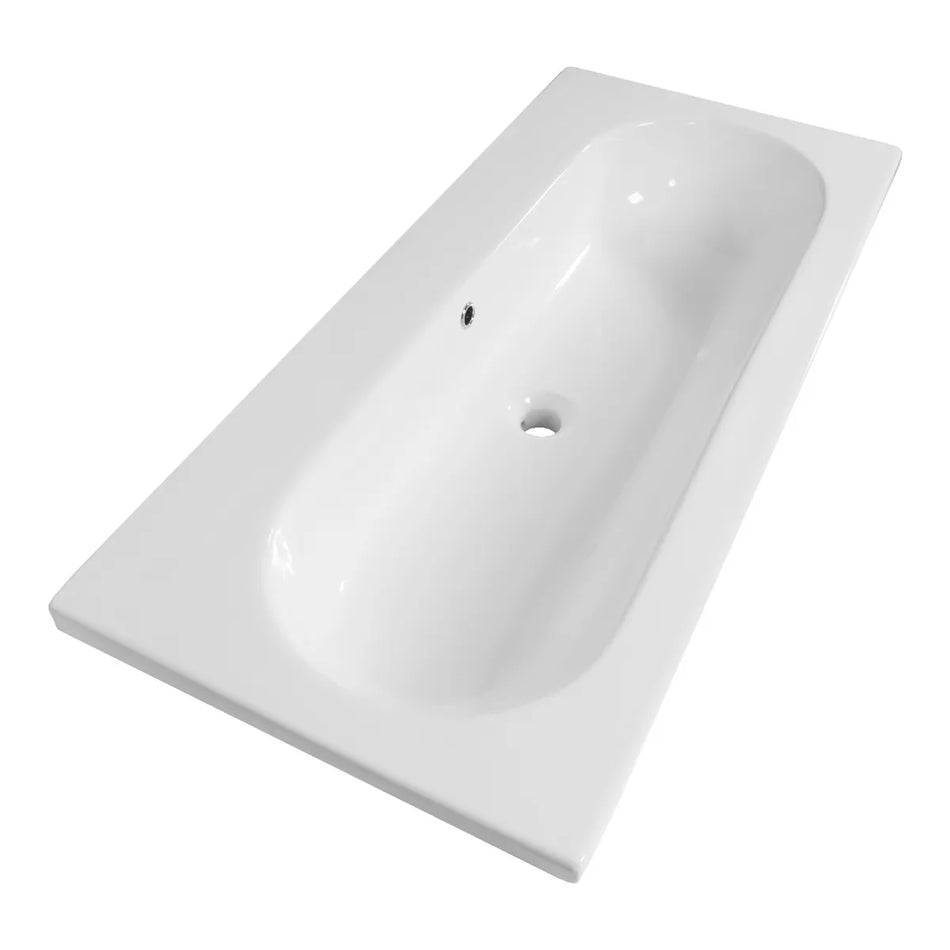 BRAUER Moon wastafel 100x46cm - 1 wasbak - 0 t/m 2 kraangat - keramiek - hoogglans wit