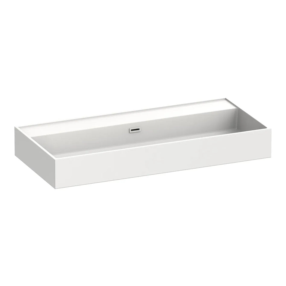 BRAUER Gravity wastafel 100x46x2cm - 1 wasbak - 0 t/m 2 kraangat - mineraalmarmer - zijdeglans wit