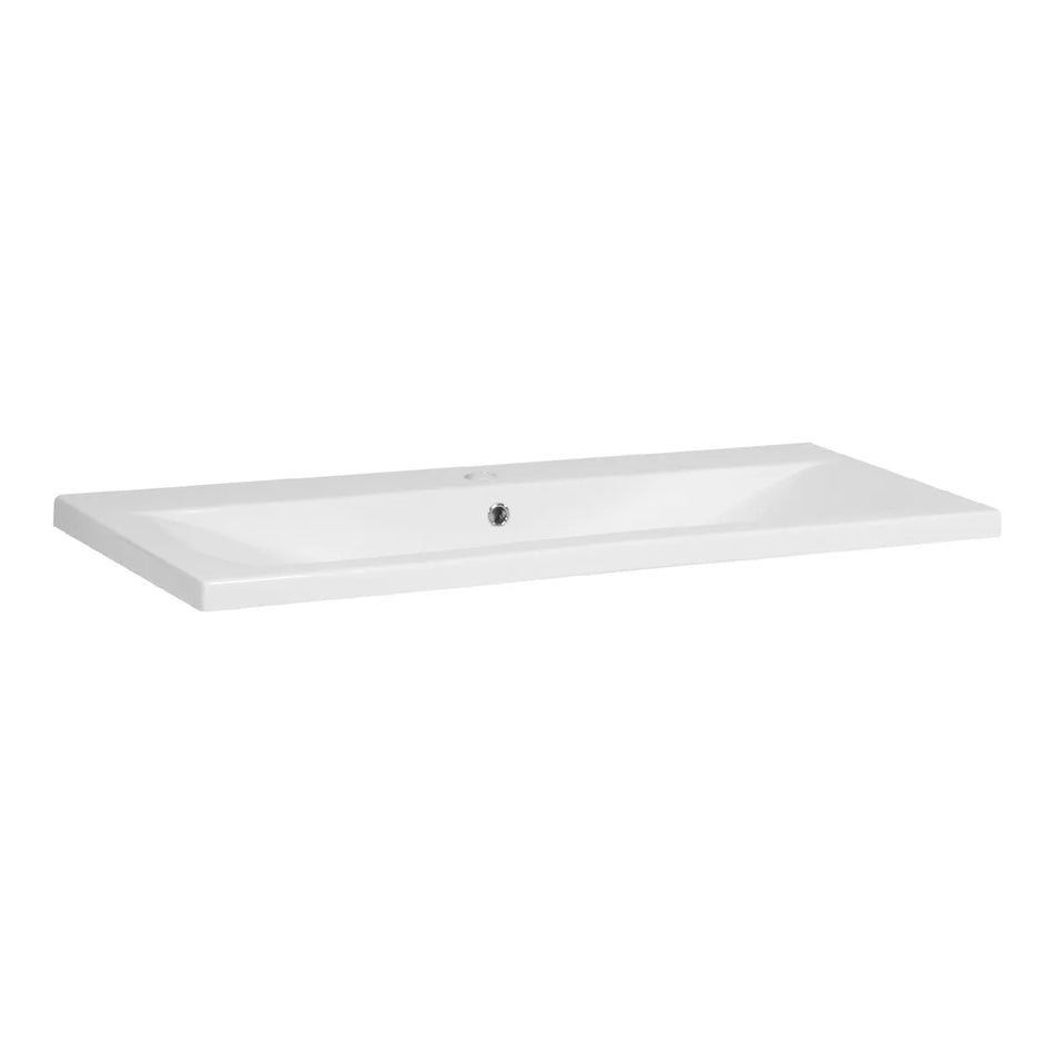 BRAUER Halo wastafel 100x46cm - 1 wasbak - 0 t/m 2 kraangat - keramiek - hoogglans wit