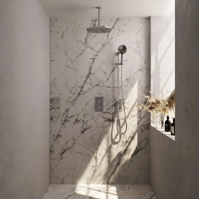 Brauer thermostatische inbouw regendouche met 3-weg omstel - edition, carving of stripe - in verschilleden kleuren - met glijstang - met plafondarm