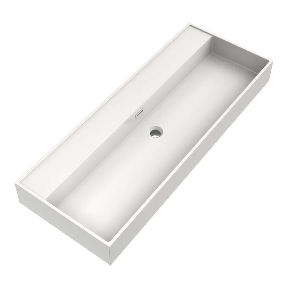 BRAUER Gravity wastafel 120x46cm - enkel of dubbele wasbak - 0 t/m 2 kraangat - mineraalmarmer - zijdeglans wit