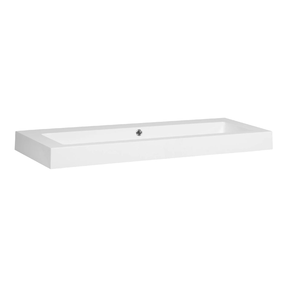 BRAUER Solar thick wastafel 120x46cm - enkel of dubbele wasbak - 0 t/m 2 kraangat - mineraalmarmer - zijdeglans wit