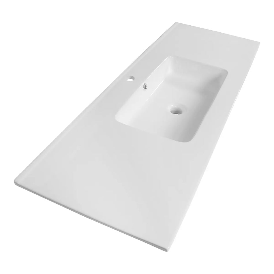 BRAUER Starfall wastafel 120x46cm - 1 of 2 wasbak - 1 of 2 kraangat - keramiek - hoogglans wit