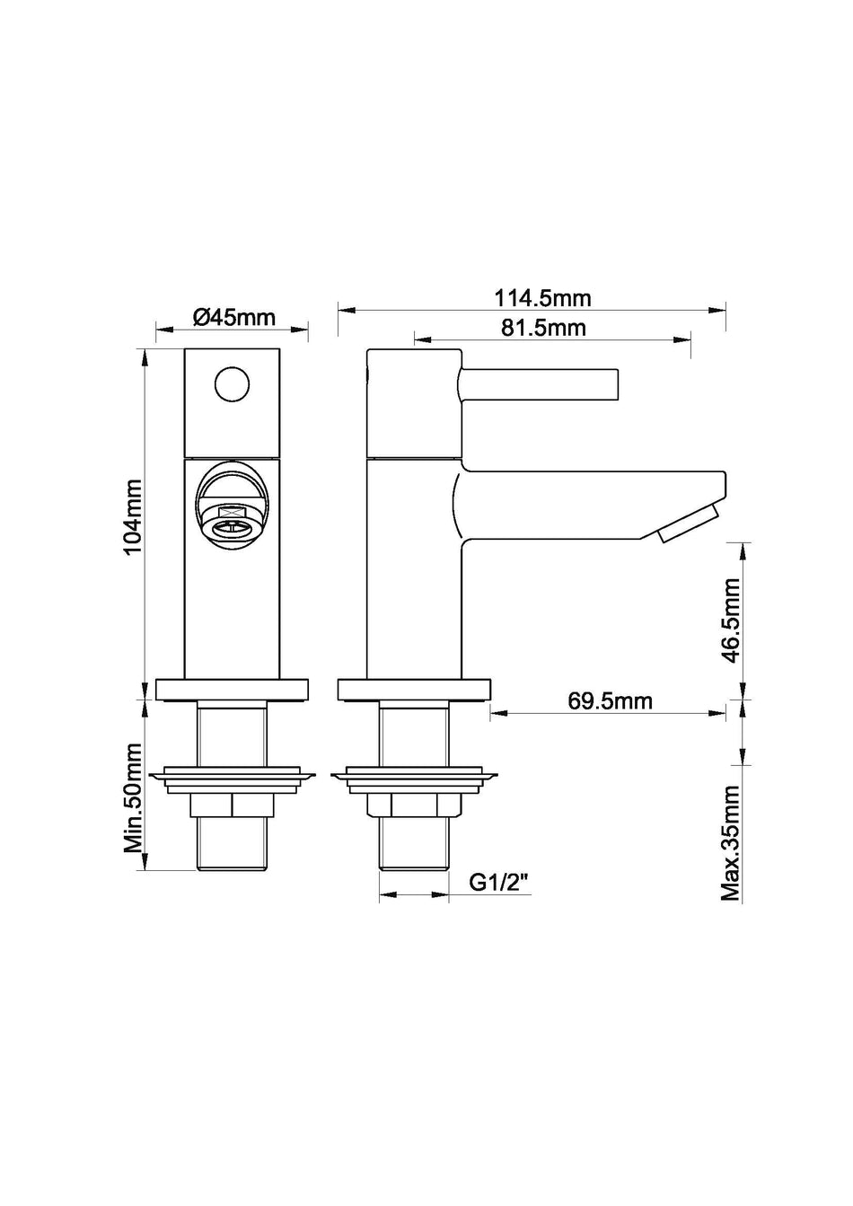 Caral Amador fonteinkraan Kiwa 1/2'' mat zwart