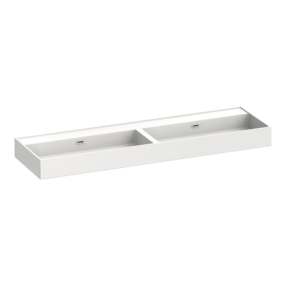 BRAUER Gravity wastafel 160x46cm - 2 wasbakken - 0 of 2 kraangat - mineraalmarmer - zijdeglans wit
