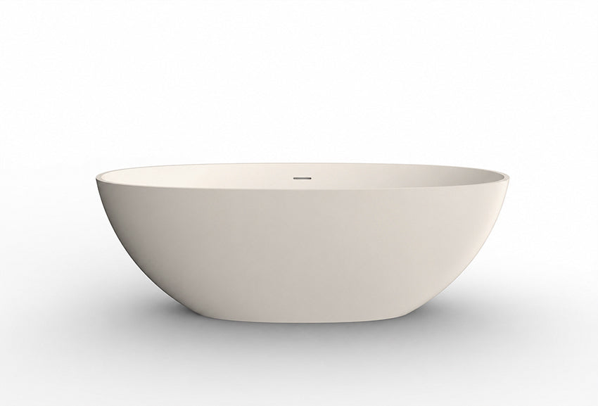 vrijstaand ligbad 165 x 75 cm solid surface beige