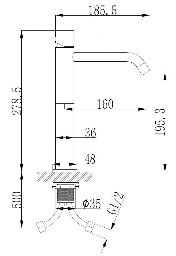 Style XL wastafelkraan hoog mat zwart