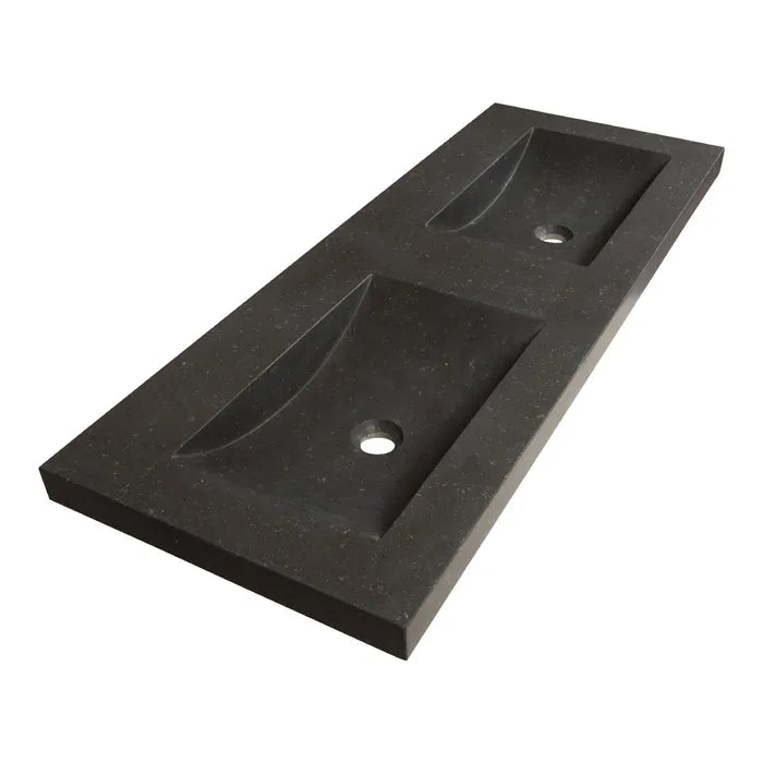 BRAUER Magma wastafel 120x46cm - enkel of dubbele wasbak - 0 t/m 2 kraangat - natuursteen basalt - antraciet