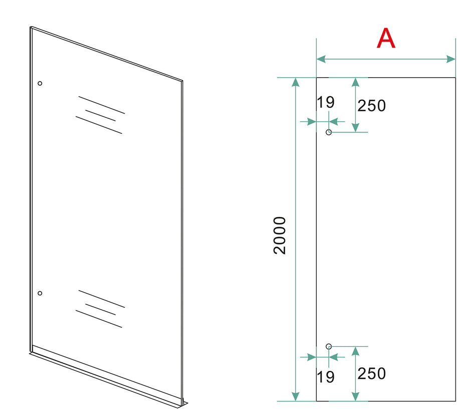 Less inloopdouche links 1000 x 2000 x 8 mm nano spiegelrook- naar helder glas/geborsteld staal