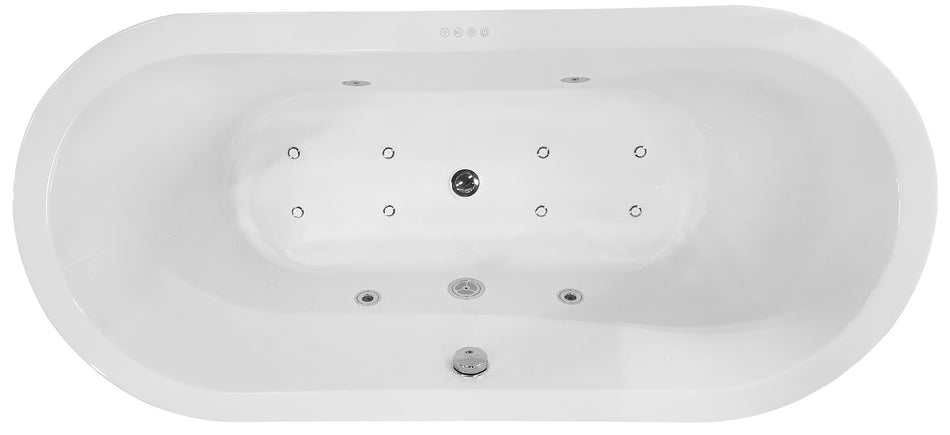 Libero vrijstaand whirlpool ligbad 170x80 cm acryl - glans wit - met waste chroom