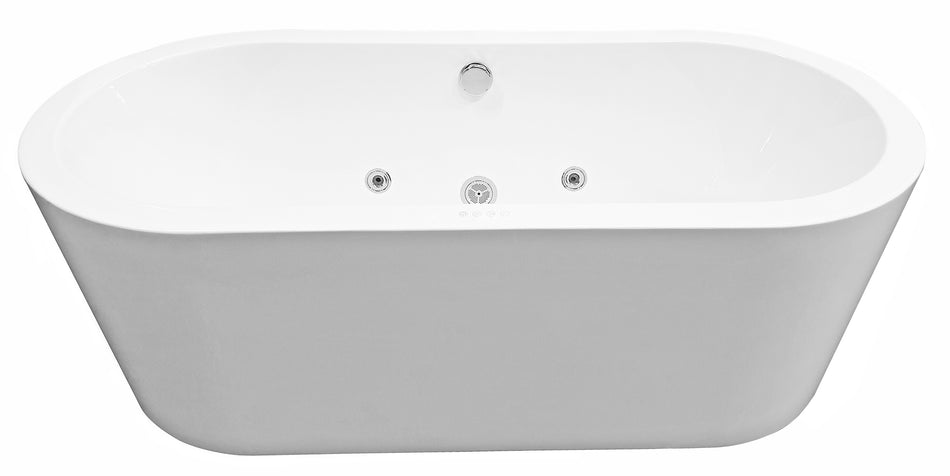 Libero vrijstaand whirlpool ligbad 170x80 cm acryl - glans wit - met waste chroom