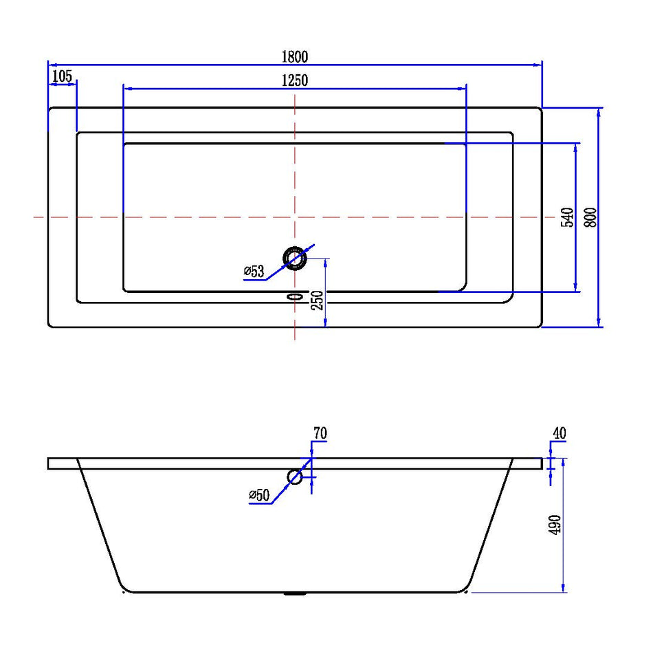 Santino SQ inbouw duo ligbad 180x80x49 cm mat wit