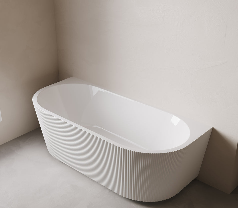 Rivi half vrijstaand ligbad 170 x 80 cm acryl glans wit met waste glans wit