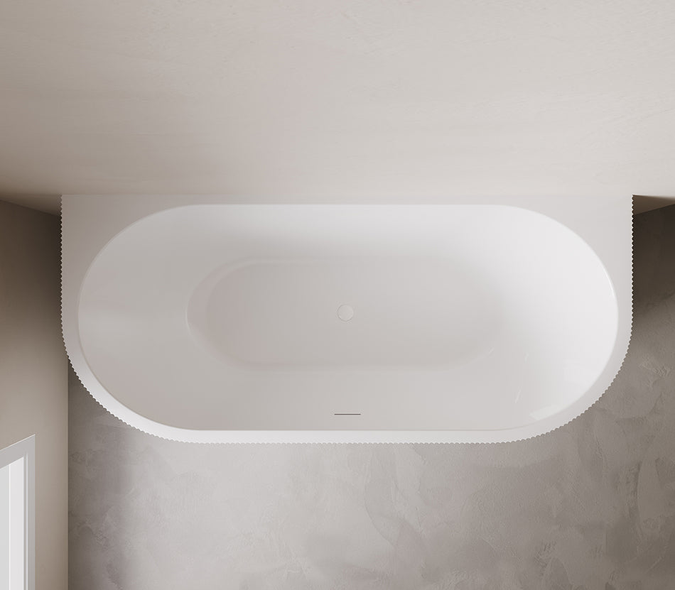 Rivi half vrijstaand ligbad 180 x 80 cm acryl mat wit met waste mat wit