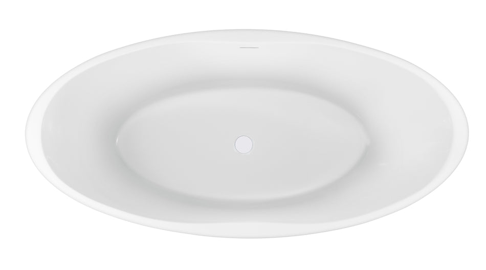 Oval vrijstaand ligbad 170 x 78 cm acryl mat wit - met waste mat wit
