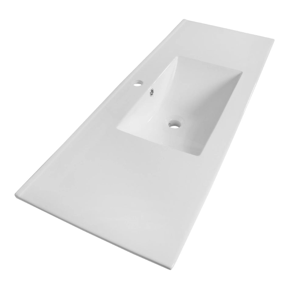 BRAUER Frost wastafel 120x46cm - 1 of 2 wasbak - 1 of 2 kraangat - keramiek - hoogglans wit