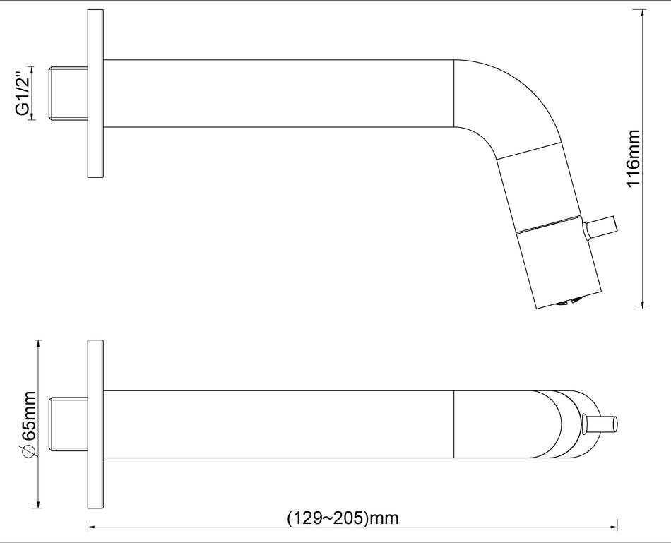 Caral Sophia fonteinkraan inkortbaar met muurbevestiging 1/2" geborsteld messing PVD
