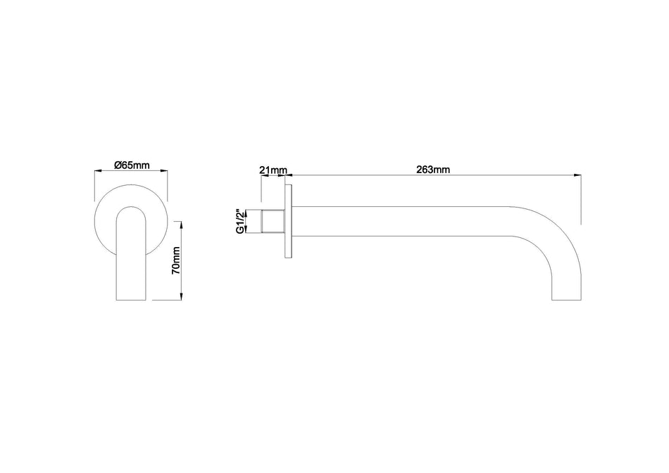 Caral badkraan met ronde uitloop - 25 cm 1/2'' - geborsteld messing