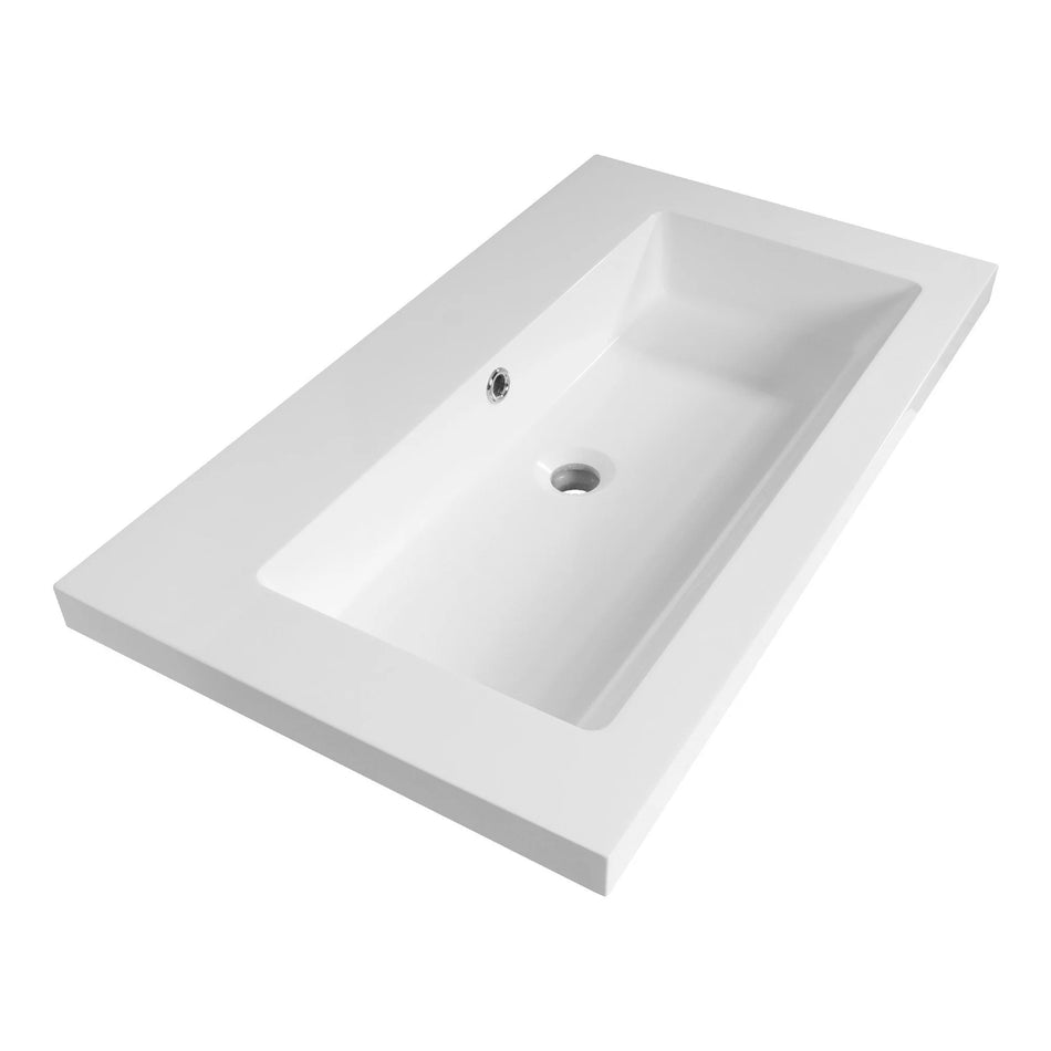 Brauer Solar Medium meubelwastafel 80x46cm mineraalmarmer - 0 of 1 kraangat - mat of zijdeglans wit