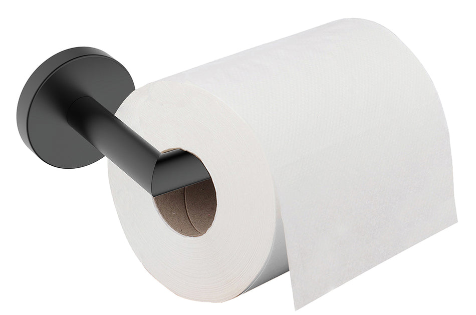 Alonzo toiletrolhouder met vaste arm mat zwart