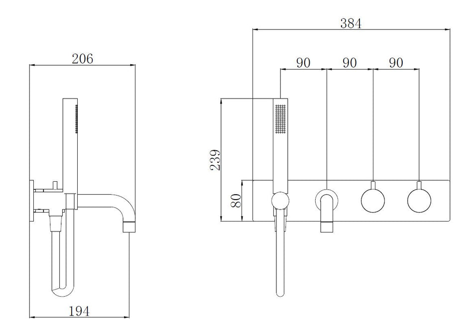 Style badthermostaat muur inbouw - chroom