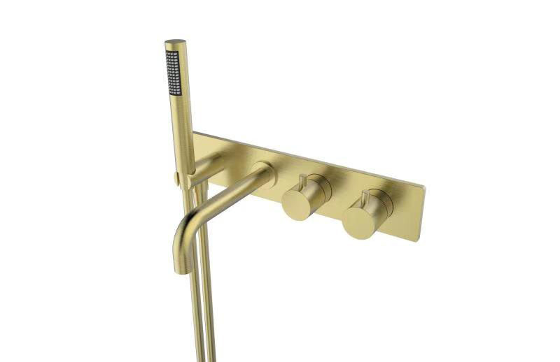 Style badthermostaat muur inbouw - geborsteld messing