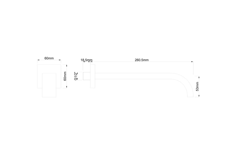 Rombo baduitloop vierkant 25 cm 1/2'' - geborsteld staal