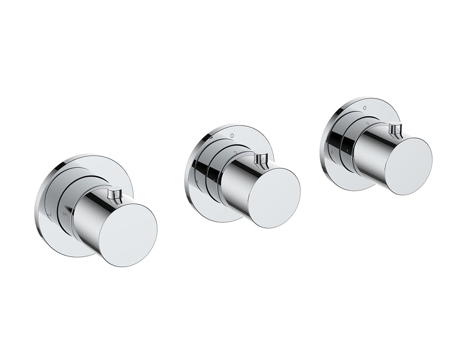 Caral afbouwdeel thermostatische douchekraan met 2 stopkranen  -chroom
