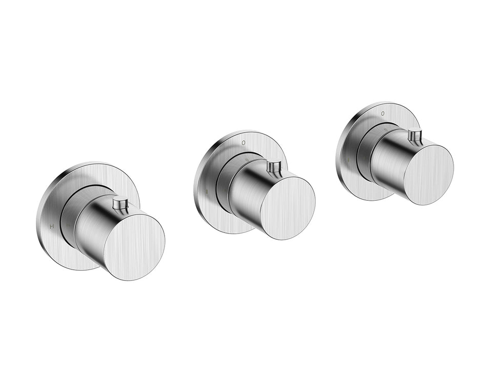 Caral afbouwdeel thermostatische douchekraan met 2 stopkranen geborsteld staal PVD