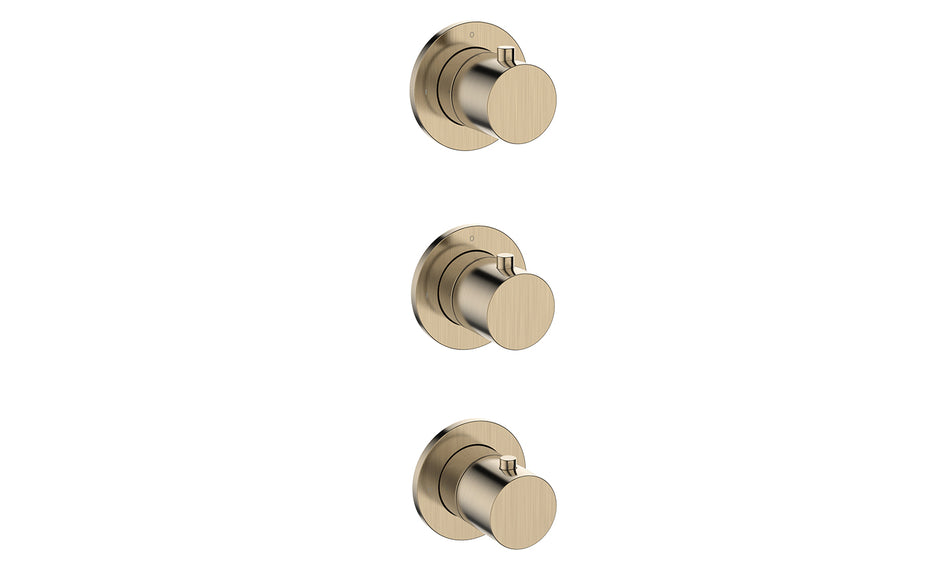 Caral afbouwdeel thermostatische douchekraan met 2 stopkranen geborsteld messing PVD