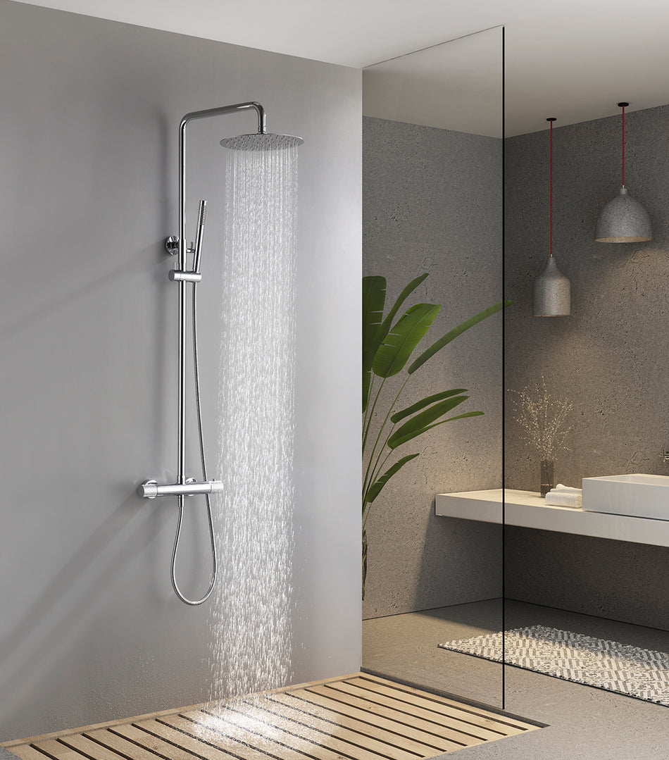 Ribbd thermostatische regendoucheset opbouw chroom