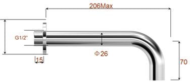 Caral badkraan met ronde uitloop - 20 cm 1/2'' - zwart