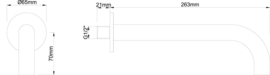 Caral badkraan met ronde uitloop - 25 cm 1/2'' - geborsteld staal