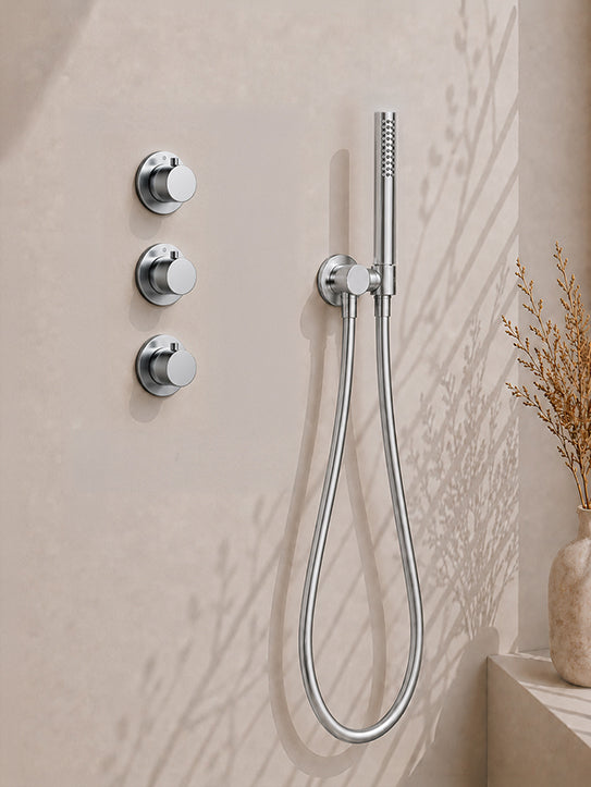 Caral inbouwthermostaat 2 stopkranen compleet met hoofddouche 25 cm en staafhanddouche chroom