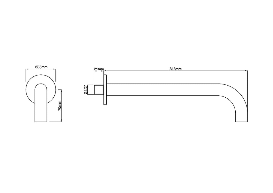 Caral badkraan met ronde uitloop - 30 cm 1/2'' - geborsteld messing