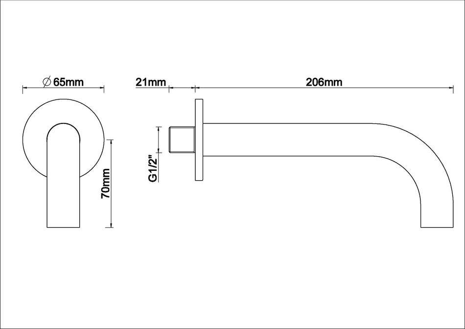 Caral badkraan met ronde uitloop - 20 cm 1/2'' - geborsteld koper