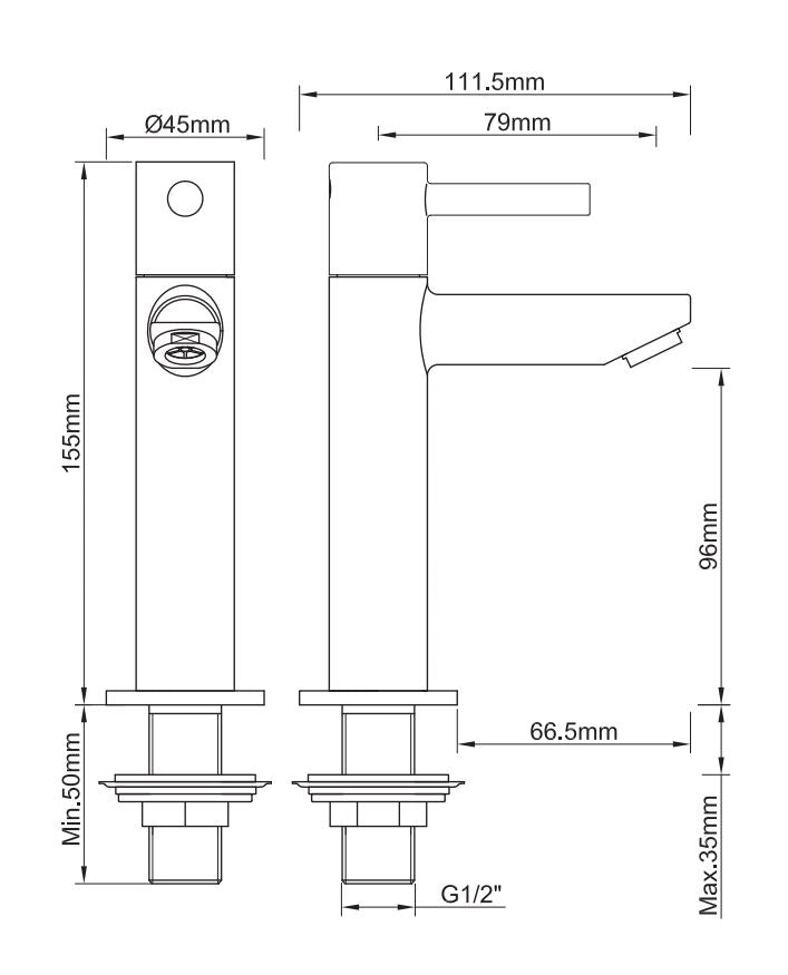 Caral Amador fonteinkraan XL Kiwa 1/2'' geborsteld brons koper PVD