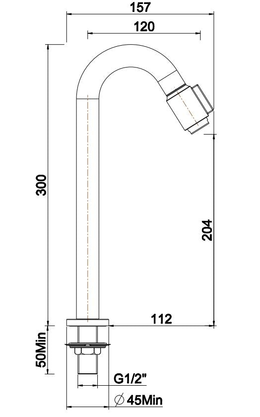 Caral Victoria fonteinkraan XL 1/2'' geborsteld staal PVD