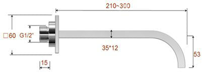 Rombo baduitloop vierkant 30 cm 1/2'' - geborsteld staal