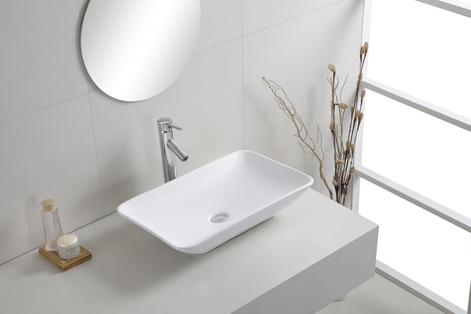 Karé waskom rechthoekig 58 x 36 x 11,5 cm - keramiek - mat wit
